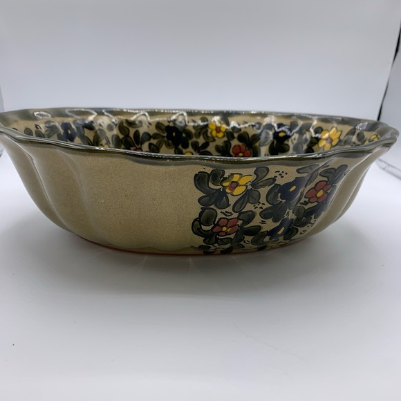 Vintage Talavera Castillo Hecho En Mexico Floral  Pottery Serving Bowl 13x10” - Picture 4 of 5